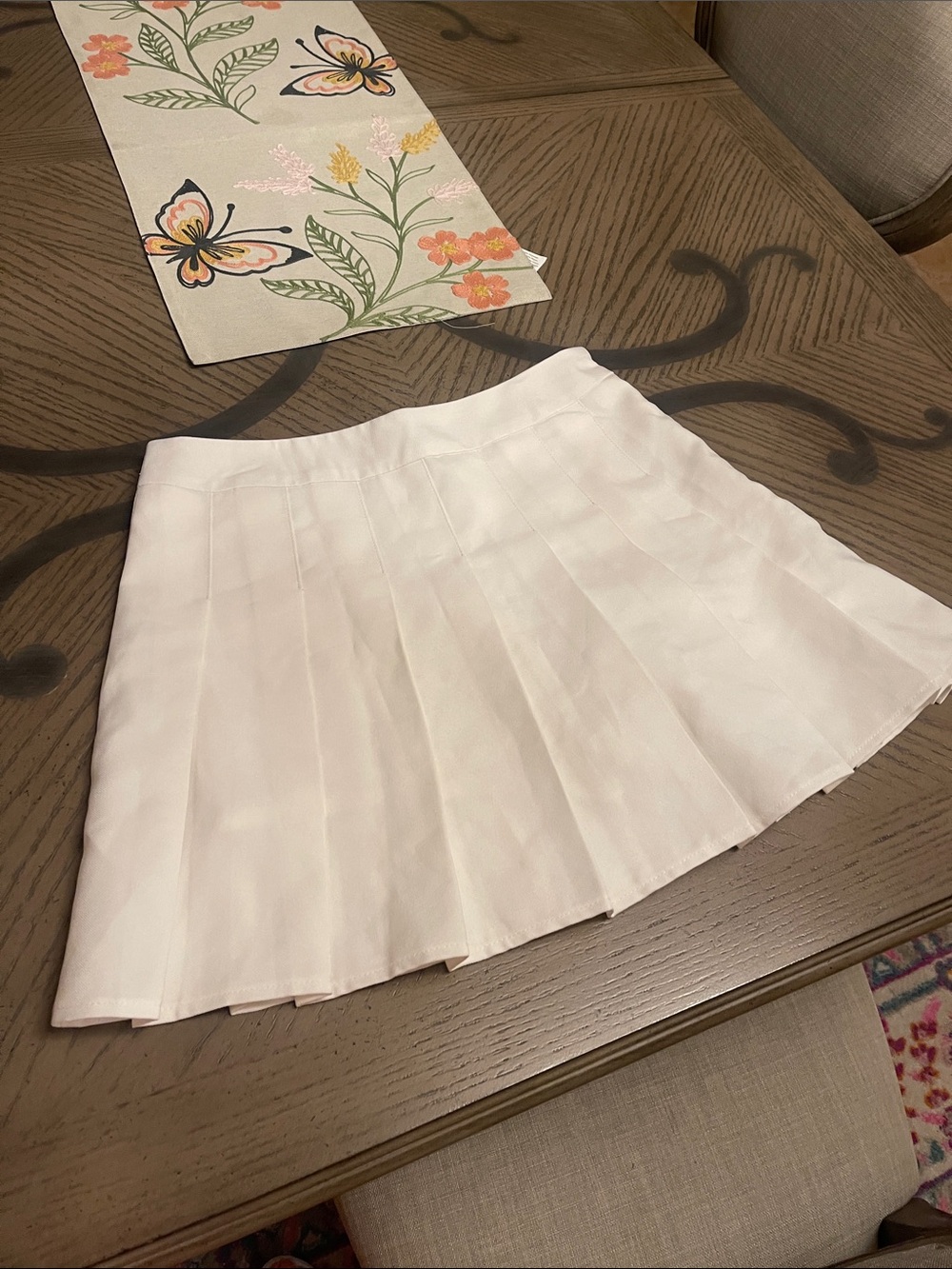 Women's White Pleated Skater Skirt - Classic Circle Silhouette